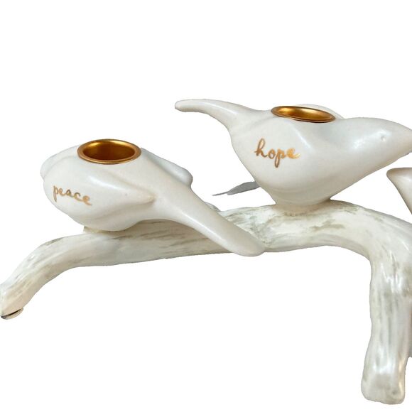 HALLMARK 2008 Peace Hope Joy Love White Doves Perched on a Branch Candle Holder - Picture 4 of 11